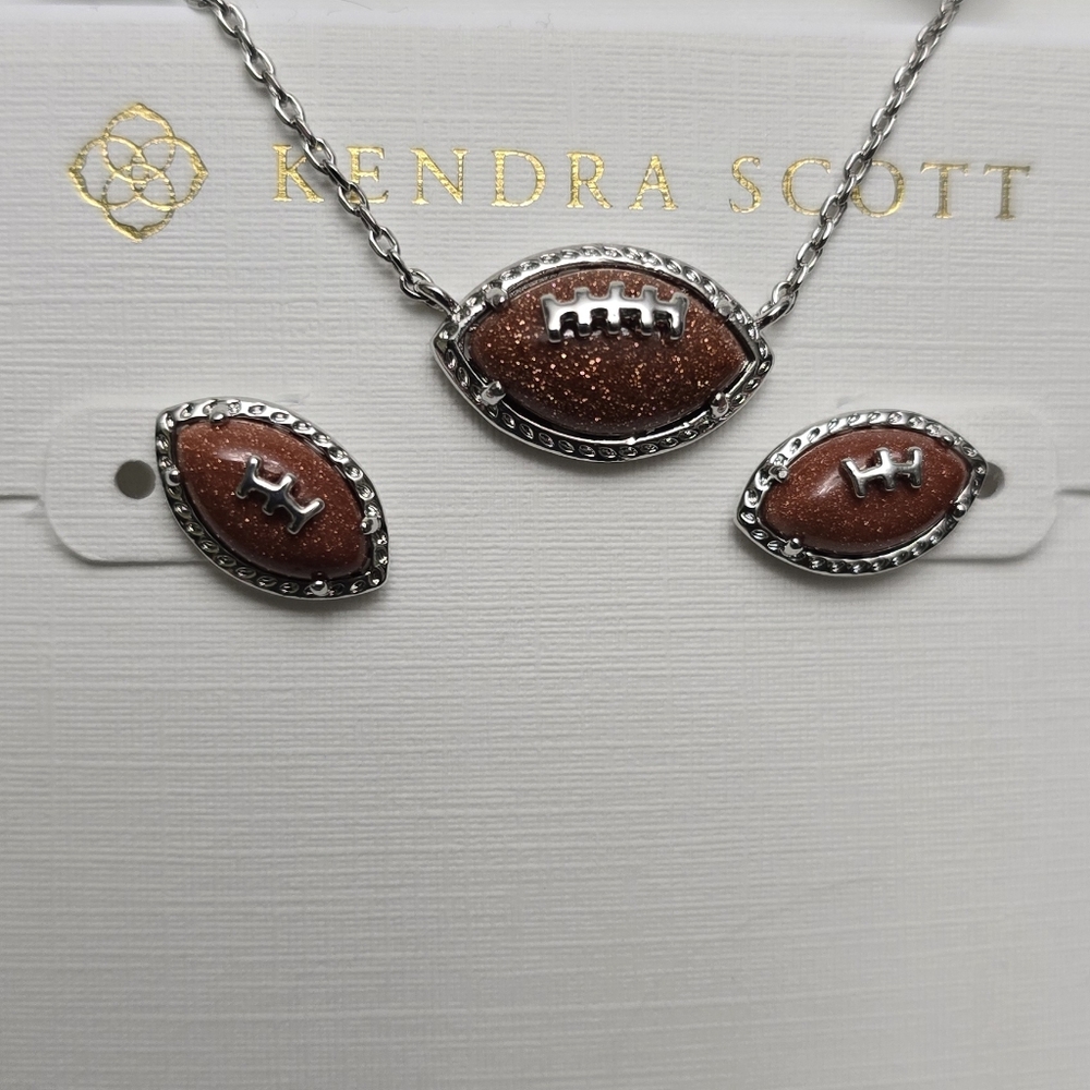 Kendra Scott Football Short Pendant Necklace & Stud Earrings